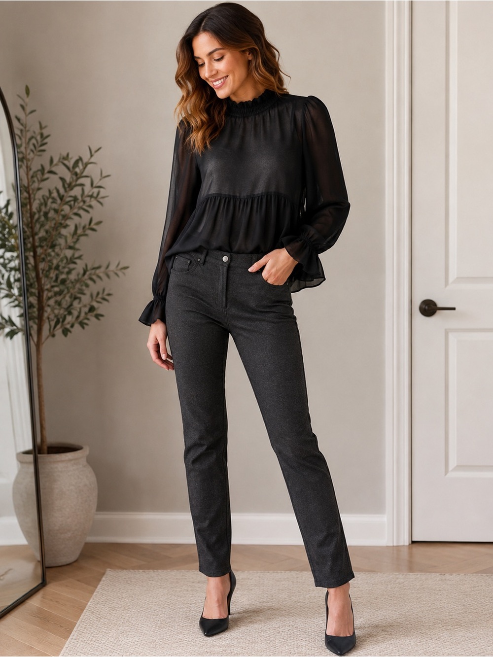 Ann Taylor Black Skinny Pants Size 14 Women’s Slim Leg Career